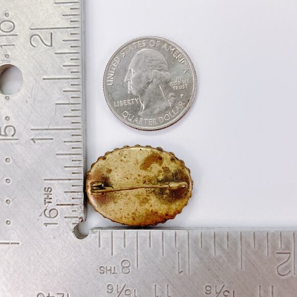 Vintage 1950s Italy Micro Mosaic Glass Floral Oval Brooch Pin Made In Italy MCM - Picture 10 of 14